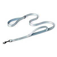 Amazon Basics – Guinzaglio Riflettente su Entrambi i Lati per Cani con Doppia Impugnatura Imbottita e Anello a D, 180cm, Nero/Blu