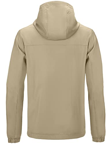 Mapamyumco Men's Lightweight Windbreaker, Windproof Hooded Golf Jacket, Water-Resistant Stretch Travertine L #TOP2