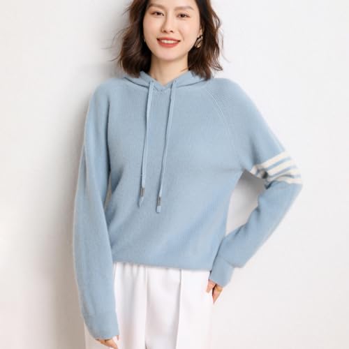 Image of Women's Long Sleeve Hoodie Cashmere and Wool Blend Pullover Tops Sweater