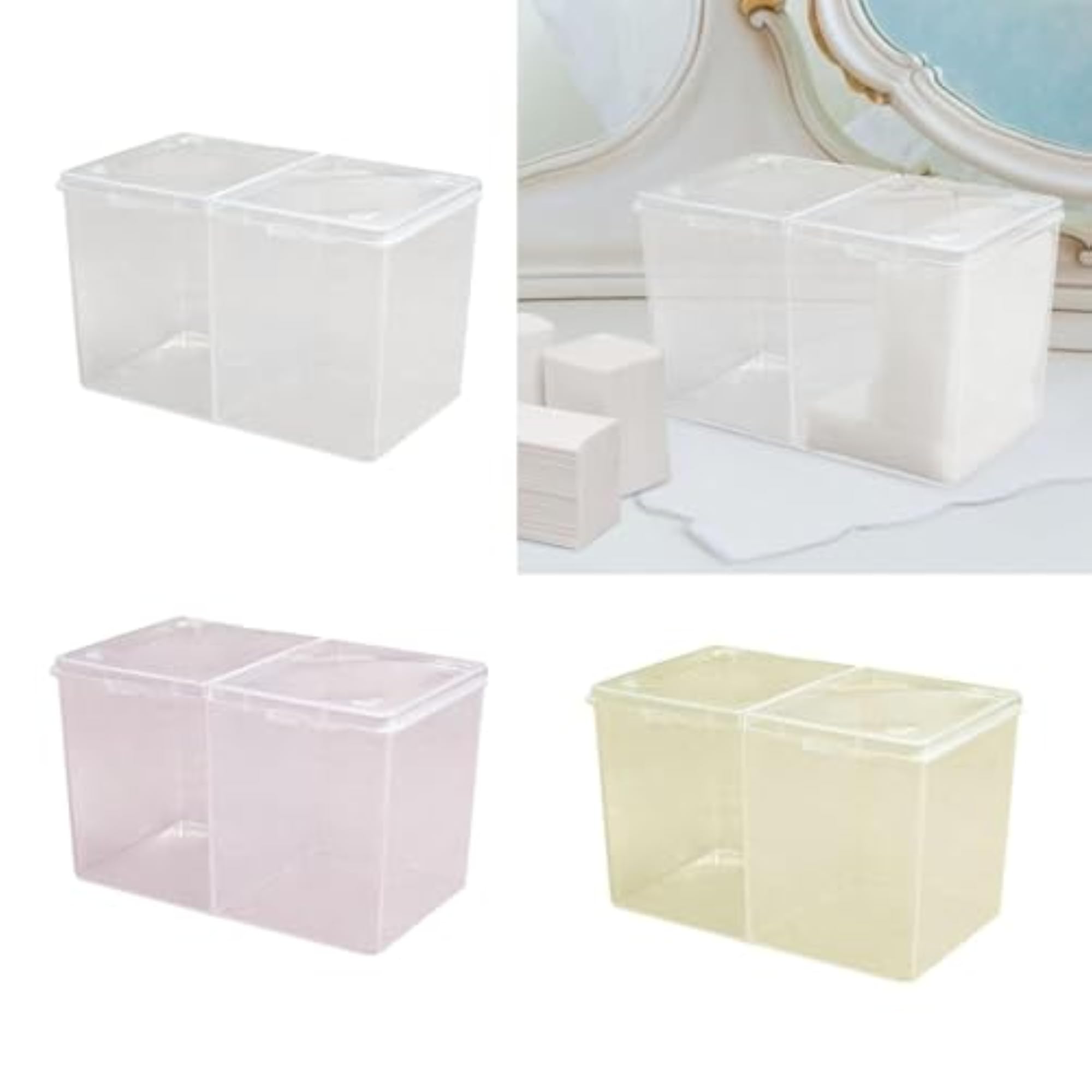 Cotton Ball Holder Storage Canister for Bathroom Shelves