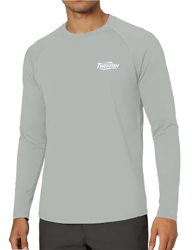 Image of Men's Rash Guard Long Sleeve, UPF 50+ UV Protection Sun Shirt, Quick Dry Lightweight T-Shirt for Fishing Swim Surf