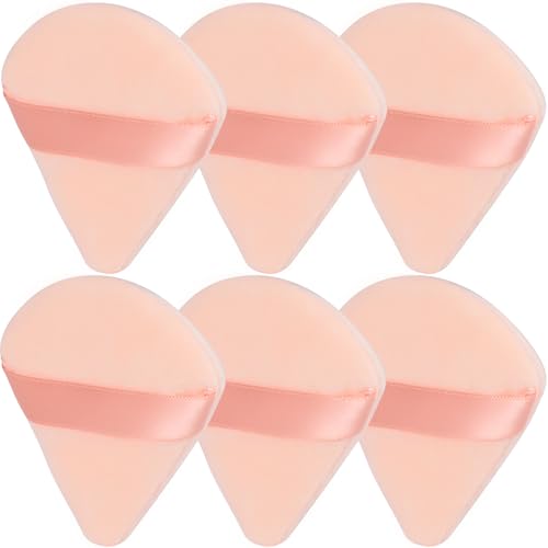 JOLY Powder Puff for Face Makeup Triangle Sponge Beauty Blender Puffs Stocking Stuffers for Loose Powder and Foundation (6Pcs Beige)