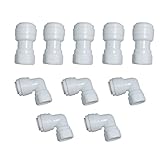 MALIDA Quick Connector Female Thread Adapter Elbow and Straight Combination, 1/4 Inch Thread x 3/8 Inch Tube OD Push to Connect Fittings, for Water Filter purification systems.(pack of 10)