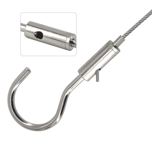 (8 Piezas) Tensores para cables de gancho para cuerda de alambre de 1 a 1.5mm, para colgar cuadros, suspensión de luces miniatura 4