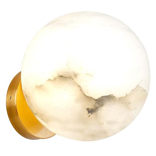 HEBXMF Creative Spherical Marble Wall Sconce, Nordic Minimalist Style Wall Light, E26 Light Source Single Head Wall Lamp, Restaurant Bedroom Hallway Wall Mounted Lighting Fixtures
