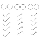 HEALEEP Anillos para Perforar la Nariz de Acero Inoxidable, Set de 21 Piezas, Joyas para Piercings Nasales en Plata, Accesorios Decorativos para Nariz, Ideales para Uso Diario y Ocasiones