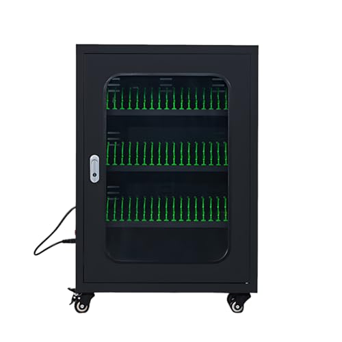 50-Slot Cell Phone Charging Locker Station with USB Ports, Deep 270mm, Sliding Doors - Perfect for Office, Home & Living Room - Black Charging Solution for All Devices