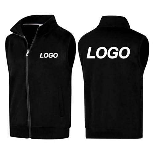 Chaleco con Logotipo Personalizado De La Empresa Impresión Personalizada De Su Propia Imagen/Texto Chaqueta Polar Cálida Hombres Mujeres Abrigo Informal A La Moda Primavera Otoño Black,XXL