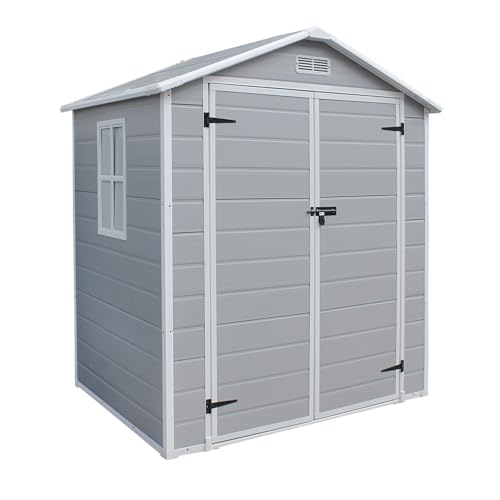 Panana Plastic Garden Storage Shed Outdoor Storage Includes Plastic Floor, Strong Structure House...