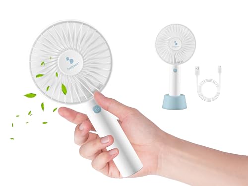 BEPER P206VEN401 Mini Ventilatore Portatile Ricaricabile, 3 Velocità, Silenzioso, Base d’Appoggio e Cavo USB inclusi, Bianco