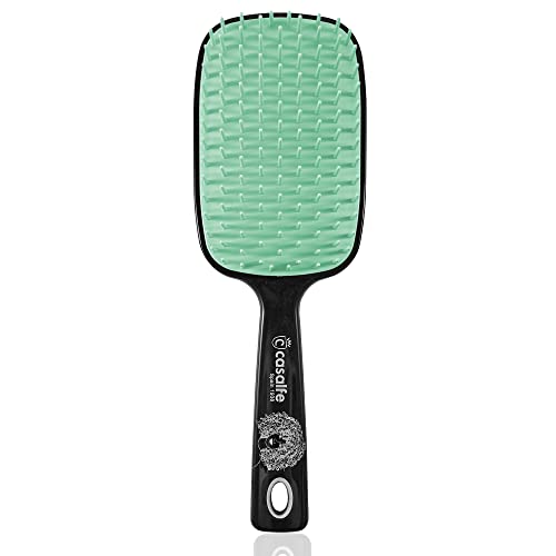 Casalfe Cepillo XL desenreda sin tirones el pelo rizado. Púas flexibles que no rompen el pelo. Apto para Método Curly, para Adultos unisex, Negro y verde pastel