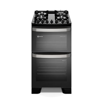 Fogão 4 bocas Electrolux Preto Experience Mesa vidro, 2 Fornos e Tripla Chama (FE4DP) - 127V