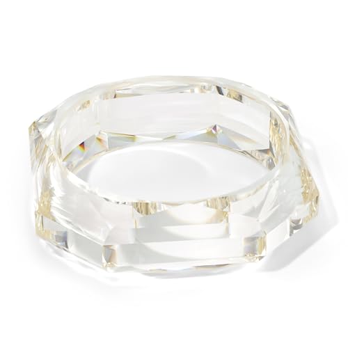 Trendy Acrylic Resin Bangle Bracelet for Women Chunky Transparent Acetate Mottled Plate Bangle Bracelet Statement Jewelry