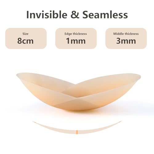 OWill 2 Paar Nippelpads,Damen Nipple Covers Waschbar & Wiederverwendbar,Nippelcover ultradünn aus Silikon,Nipple Pads Rund,8 cm,Mit Aufbewahrungsbox