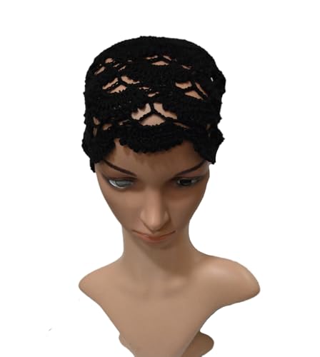 Gorro artesanal calado con diseño floral para mujer miniatura 2