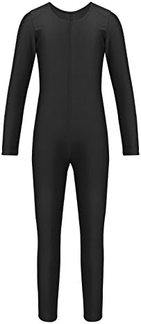 Shinsto Kids Girls Long Sleeve Gymnastics Leotard Dance Unitard Full Length Bodysuit Jumpsuit Sports Dancewear Black 3-4 Years