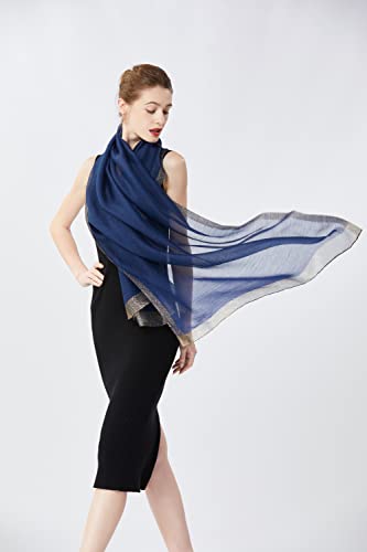 STARWHISPER Women's Gold Trim Silk Scarf Shawl Wrap - Elegant Accessory for Evening Dress - Gift Packaged2