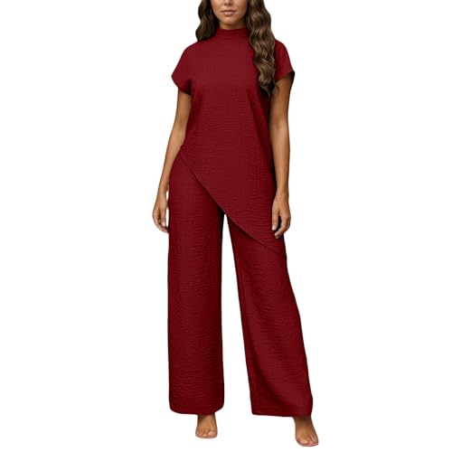 Ensemble de sport femme avec tunique asymétrique et jogging décontracté uni