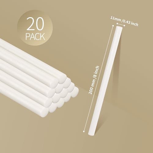 image for MATUFF White Hot Glue Sticks Full Size 0.43” Dia x 8” Long, 20 pcs