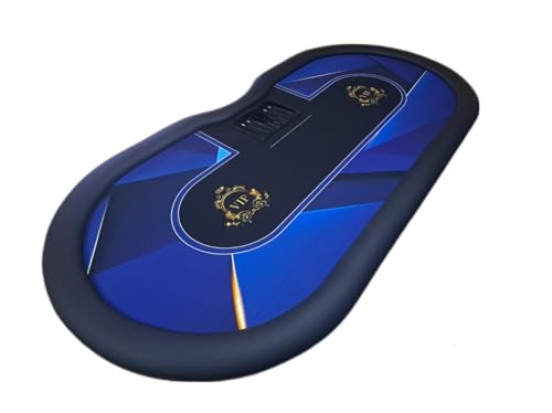 PK-Pokertische Professioneller Pokertisch mit X-Tischbeinen und wasserabweisendem VIP Spieltuch (Blau/Space) 270x130cm Poker Profi
