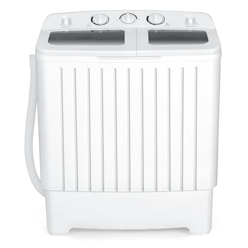 TANGZON Twin Tub Washing Machine 8KG Portable Washing Machine and Spin Dryer Combo with Timer Control & Drain Pipe Small Washers for Camping Dorms Apartments RVs (5KG Washer 3KG Drying Grey)
