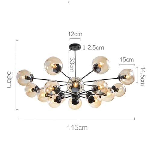 Lustre plafonnier boule verre ambré 6 lampes HMJGDZG - 5