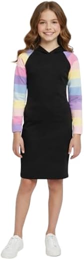 Polyester Hooded Style Bodycon Dress for Baby Girls | Girl's Above Knee Full Sleeves Dress | Regular Wear Dress Perfect fo...