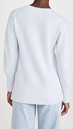 Image of Vince, Women's, Ribbed Hem V-Neck Tunic, Heather Powder Blue, Medium