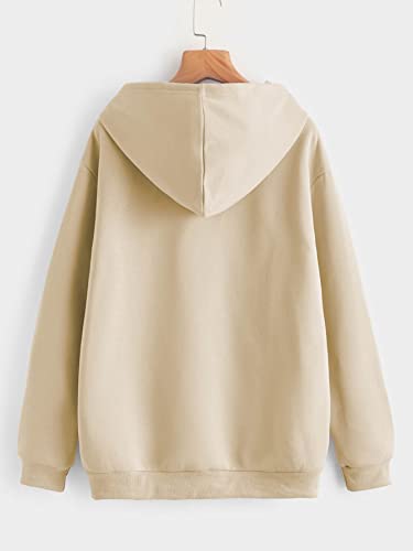 Soly Hux Women Casual Fashion California Hoodie Los Angeles Pullover Drawstring Graphic Sweatshirt Beige Floral L #TOP1