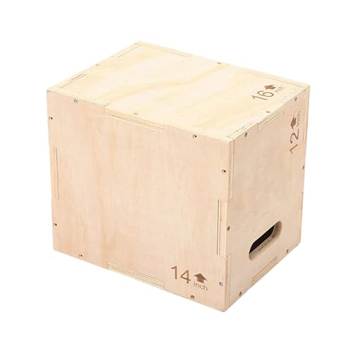 Menolana 3 in 1 Plyo Box Multipurpose Exercise Equipment Wood Plyometric Jump Box Jumping Agility Box for Jumping Lunges Workout Dips, 12inchx14inchx16inch