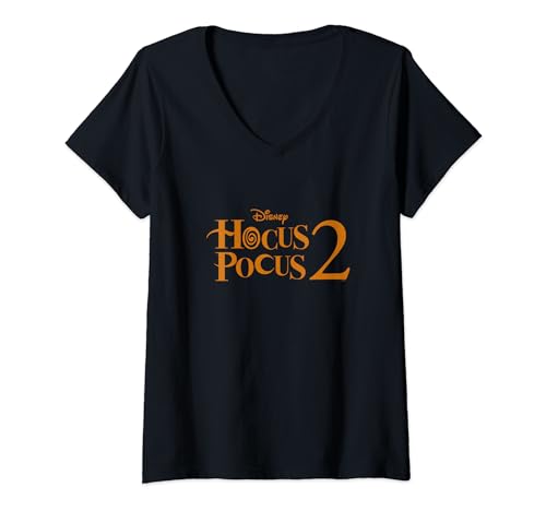 T-shirt Disney Hocus Pocus 2 col en V pour femme en coton noir