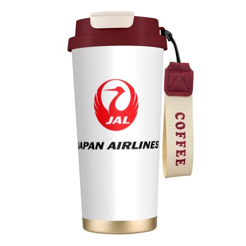 Jal 日本航空ロゴ Pozg 真空断熱 マグカップ ステンレス製 真空蓋付 携帯マグ 保温・保冷 簡単開閉 500ml スライド蓋付き 直接ドリップ コンビニマグ アウトドア 釣り/遠足/登山
