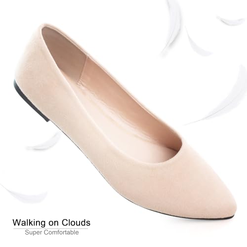 Image of Dear Time Women's Pointed Toe Ballet Flats Simple Casual Office Work Flats Slip-on Comfortable Shoes