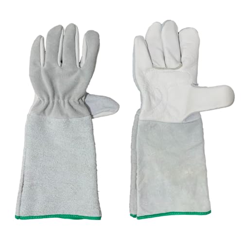 Kit 5 Luva de Segurança Couro Vaqueta Mista com Raspa Epi Cano Longo P20 Soldador