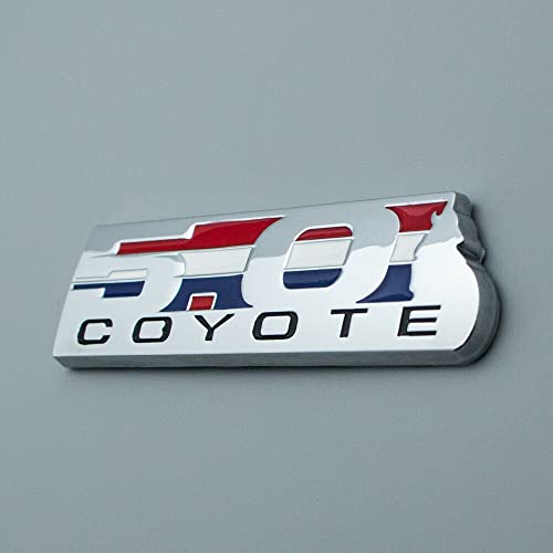 Image of 2 Pc 5.0 Coyote Emblem 3D Badge V8 5.0L Howling Sticker Nameplate Logo Fit for 150 (Silver)