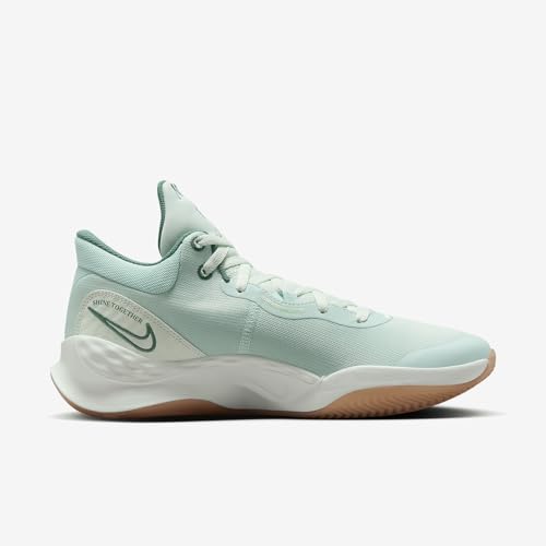 Nike Elevate 3 Basketball Shoes (DD9304-301, Barely Green/Jade Ice/Metallic Red) Size 134