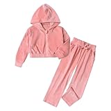 Girls 2 Piece Sweatsuit Velour Zip Up Jacket Pants Set KidsTracksuit Zipper Hoodid Crop Tops Sweatpants Outfits Sets 2025 Y2K Fall Winth Fashions Girls 2 Piece Outfits Jogger Sets