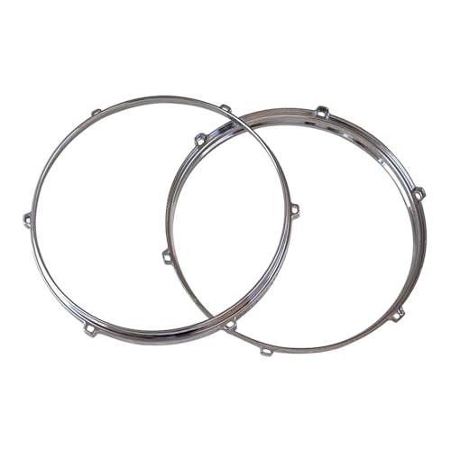 12/13/16 Inch 6 Hole Drum Rim Aluminium Die-cast Snare Drum Hoop Silver Color 1 Pair(16inch 8 hole)