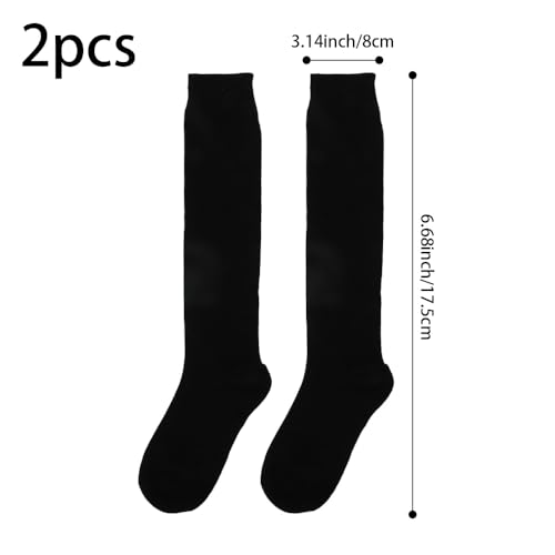 Women's Cotton Knee High Socks 2 Pairs Solid Colors Socks Cotton Warm Over the Knee Socks Casual Long Leg Dress Warmer Stockings2