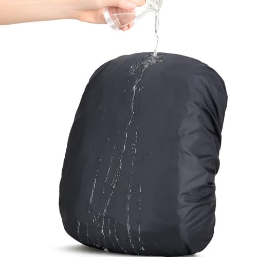 Image of Nylon Gmee Rain Bag Cover 100% Waterproof for Backpack | Rain & Dust Proof with Cary Pouch Hiking Camping Trekking & Traveling | Capacity 35L to 65L for Laptop, School, Luggage Bags (Black-1)