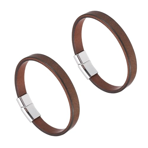 Bracelets pour hommes et femmes en cuir uni et boucle magnétique réglable