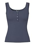 Bouton sur le devant Pieces Pckitte Débardeur Noos BC pour Femme, Bleu Gris, S