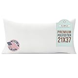21x37 Inch Pillowflex Premium Polyester Filled Pillow Form Insert - Machine Washable - Oblong Rectangle King - Made In USA