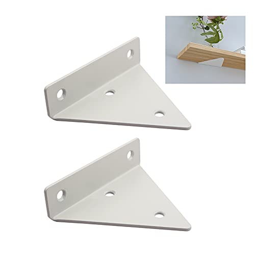 Soportes De Estantes Blanco Pesados,1 Paquete De 2 Escuadras Baldas De Pared,soporte De Estante Flotante Con Tornillos,escuadras Baldas Triangular Oculto,tablero De Andamio,White-14x13cm/5.5*5.1in Cover