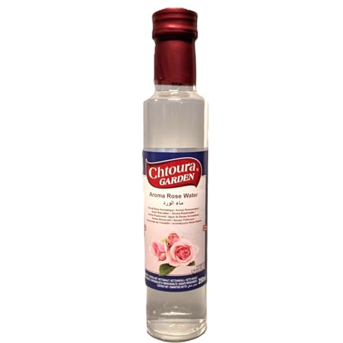 Orientalisches Rosenwasser 250ml Glasflasche- ideal zum Backen und Kochen - Blütenwasser zur Aromatisierung von Süßspeisen, Backwaren und Getränken + Ben’s Garden Notizblock Set