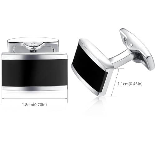 HONEY BEAR Herren Hochzeit Manschettenknöpfe Cufflinks Edelstahl Manschettenknopf (Schwarz)