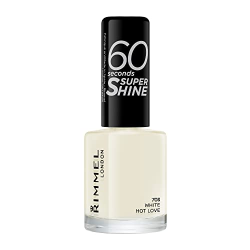 Rimmel 60 Seconds Super Shine Nail Polish Quick-Dry Nail Polish Ultra-Shiny Finish Easy to Apply Vibrant Colour Long-Wearing Clean and Improved Formula Vegan 8ml