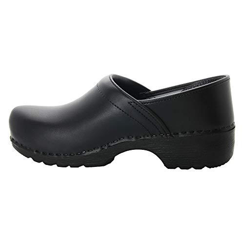 Bjork Swedish Comfort Men's Professional Leather Clogs (Eu-45, Black Smooth) #TOP2