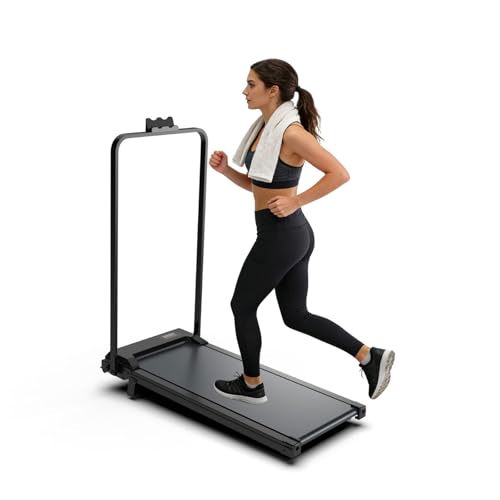 Image of Walking Pad with Handle Bar, 1.2HP Electric Portable Small Treadmills for Home Small Spaces,0.6-4.9MPH Compact Walking Pads Treadmill with Handles, 350LBS