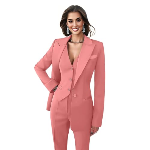 3 Piece Women's Suits Slim Fit Office Lady Notched Lapel Business Women Suit Set (Blazer+Pant+Vest)2